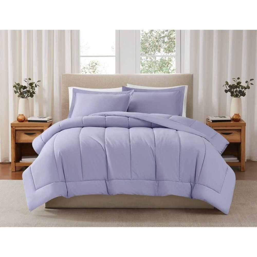 Brooklyn Loom Twin Solid Percale Comforter Set Lavender